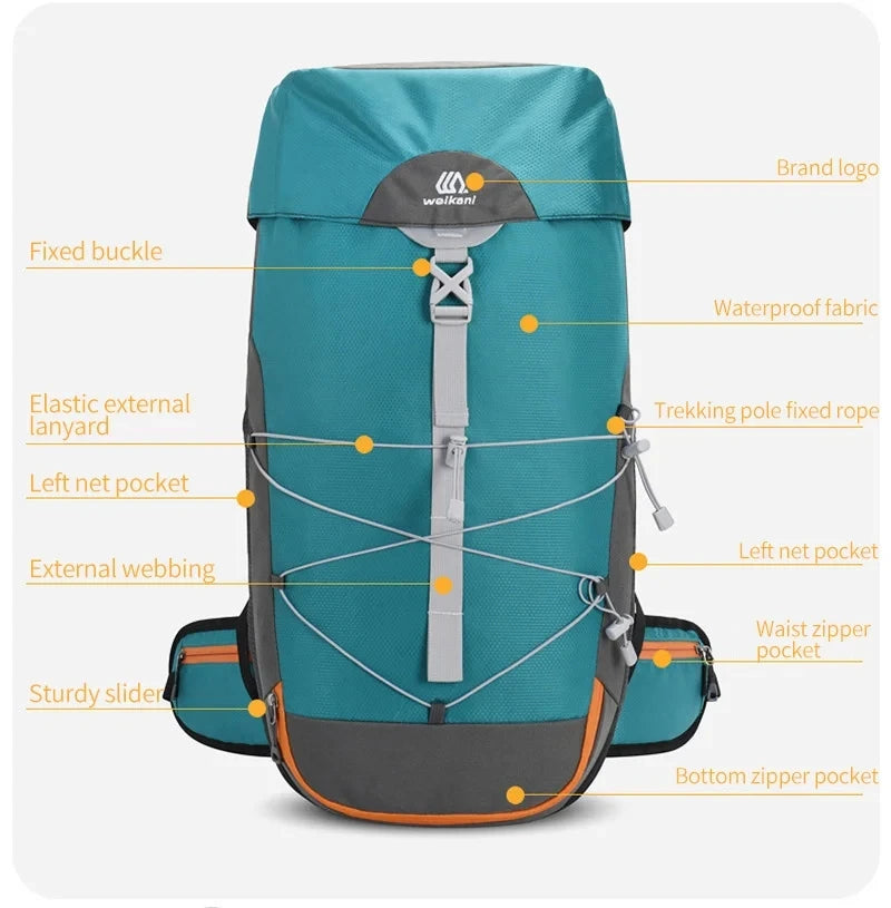 40L Outdoor Mountaineering Bag Waterproof Sports Backpack Lightweight Travel Backpack Hiking Bag Trekking Backpack for Men