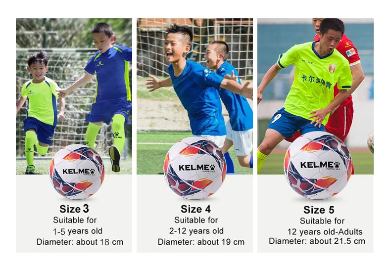 KELME Professional Football Soccer Ball TPU Size 3 Size 4 Size 5 Red Green Goal Team Match Training Balls Machine Sewing 9886130