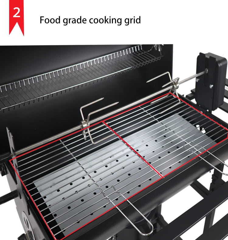 Outdoor Kitchen Barbeque Barbecue Large Heavy Duty Trolley Grill Barrel Charcoal Grill BBQ Smoker with Lid