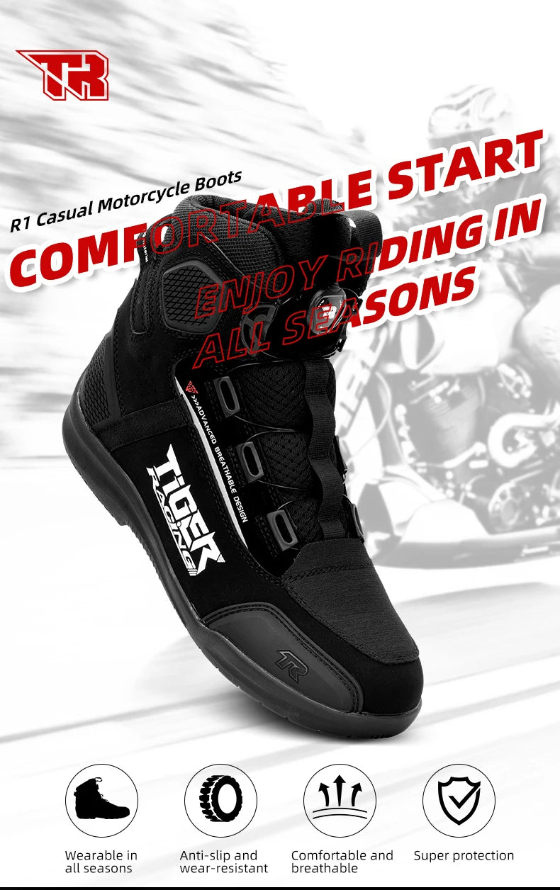 Men Motorcycle Shoes Motorcycle Boots Anti-Fall Motorcycle Equipment Wear-Resistant  Studded Boots Motocross Boots