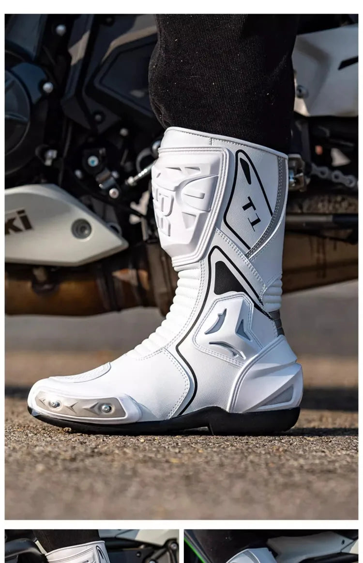 Tiger T1 Motorcycle Riding Shoes Long Protective Riding Boots Racing Shoes All Seasons Wear-resistant Anti Slip Motorcycle Boots