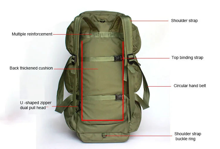100L Camping Super Large Capacity Backpack Men Camping Storage Bag Men Tent Canopy Military Tactical Shoulder Bag Travel Handbag