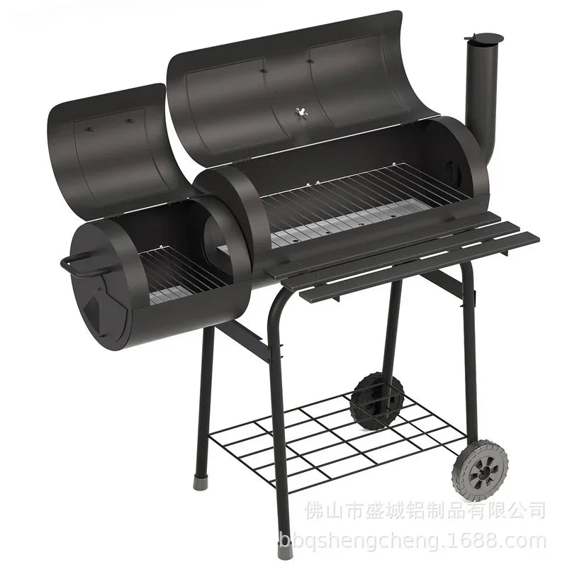 Portable Offset Smoker with Wheels - BBQ Cart for Outdoor Grilling, Versatile Smoking & Barbecue Equipment