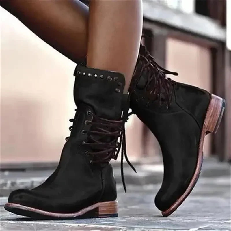 2025 New fashion motorcycle ankle boots for women autumn winter fashion women's boots pu leather shoes Big Size 35-43
