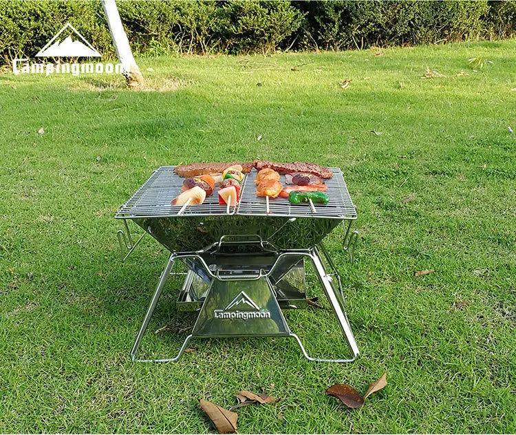 Camping Picnic BBQ Grill Campingmoon MT-2 Portable Folding Charcoal Stove 2-3 Person