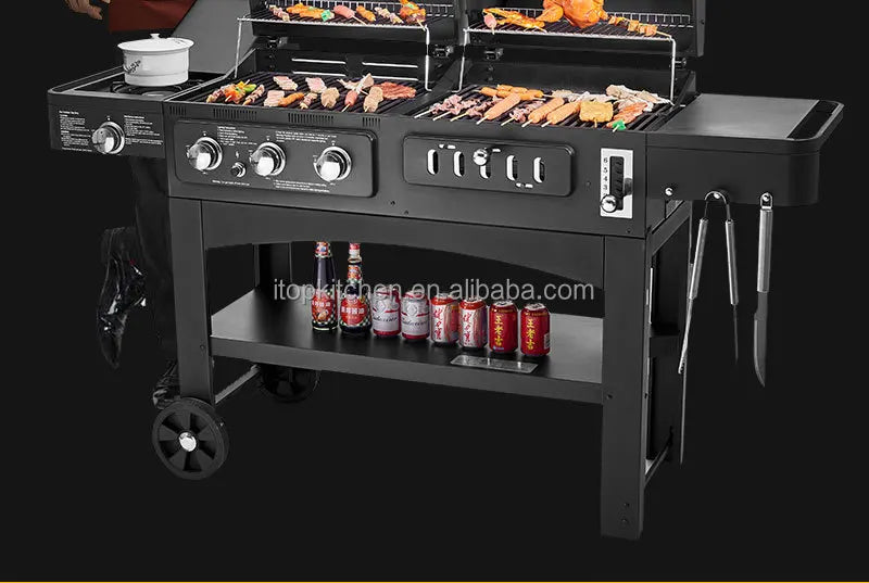 Outdoor Barbecue grill Charcoal Gas Comb BBQ Grill American family party  Machine courtyard gas and carbon dual-use bbq