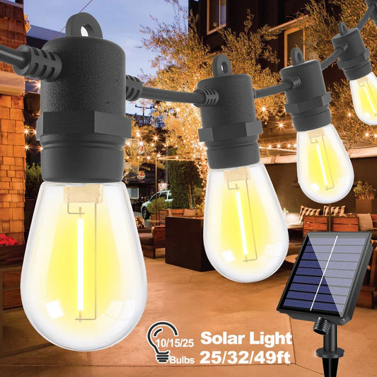 Waterproof Solar Outdoor Lights Garland E27 Shatterproof Socket Solar Light for Outdoor Decorative Solar Garden Lights Fairy