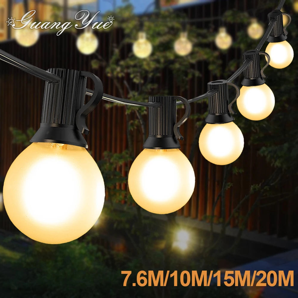 Waterproof G40 Led Lights Decoration EU 220V US 110V String Light Warm White Frosted White Wedding Party Garden Lights Outdoor
