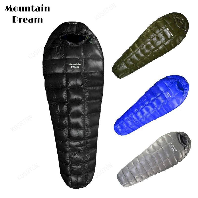 Mummy Checkered Sleeping Bag Very Warm White Goose Down Filling Suitable for Adults Winter Warm Camping Travel Hiking