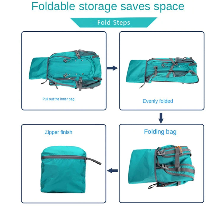 40L Outdoor Foldable Backpack Ultralight Waterproof Soft Camping Shoulder Pack Climbing Travel Mountaineering Hiking Cycling Bag
