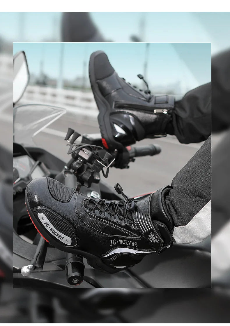 Motorcycle Shoes Men Off-road Adventure Motocross Low Boots  Retro Black Riding Shoes Rubber Sole Waterproof Motorcyclist Shoes