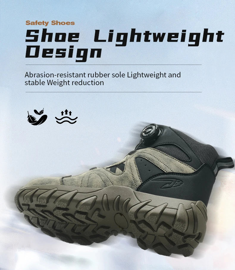 Rotating button Safety Boots Men Outdoor tactical boots Indestructible shoes Puncture-Proof Work Boots Steel toe shoes Sneakers