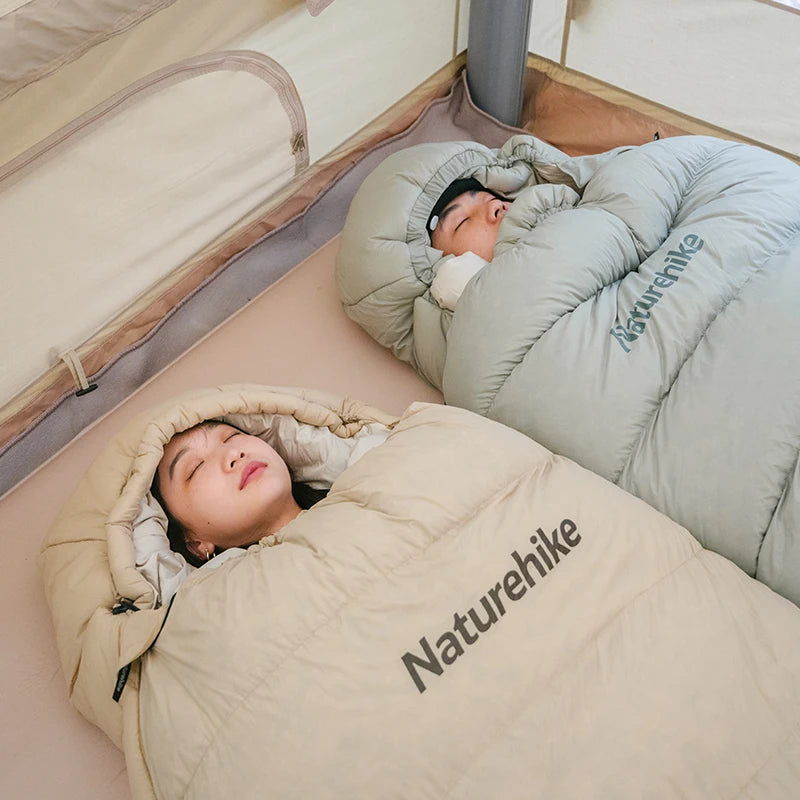 Naturehike Duck Down Sleeping Bag Ultralight Autumn Winter Spring Widened Sleeping Bag Hooded Windproof Waterproof -10℃ Outdoor