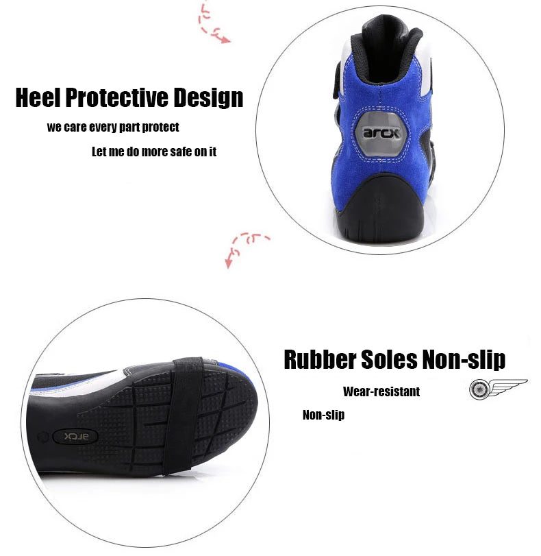 NEW ARCX Men's Motorcycle Boots Leisure Blue bottes moto Leather motorboats Street Moto Racing Ankle Four Seasons casual shoes