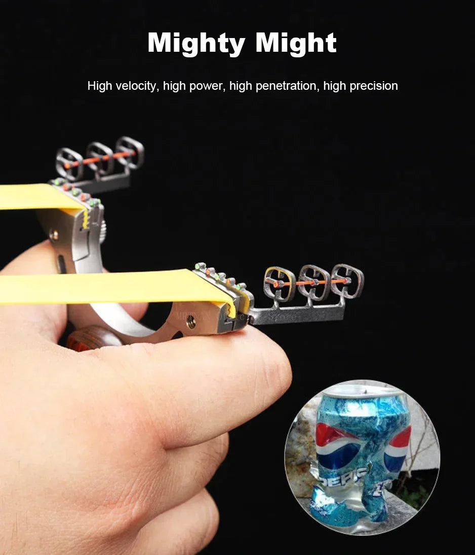 Outdoor Hunting Stainless Steel Wooden Handle Shooting Slingshot Traditional Rubber Band Catapult Slingshot Adult Shooting Game