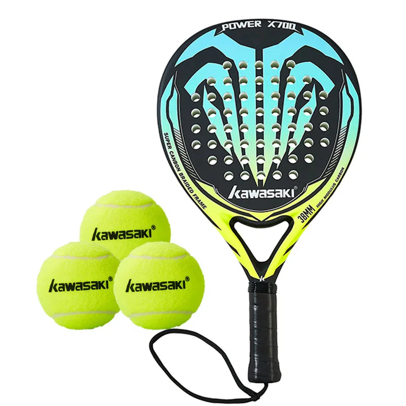 Kawasaki Brand Padel Tennis Carbon Fiber Soft EVA Face Tennis Paddle Racquet Racket with Padle Bag Cover Power 600