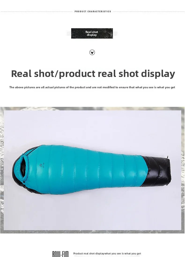 SKY ICEJingchan Mummy Down Sleeping Bag for Adults Outdoor Camping Winter Thickened Goose Down Cold-Proof Warm