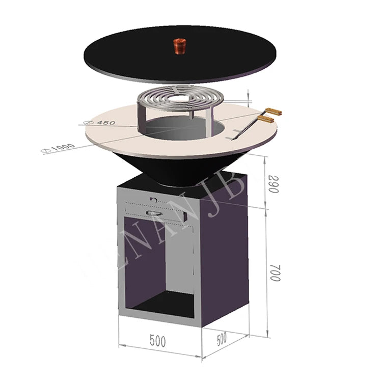 Commercial Corten Steel Outdoor BBQ Fire Pit Camping Charcoal BBQ Grill