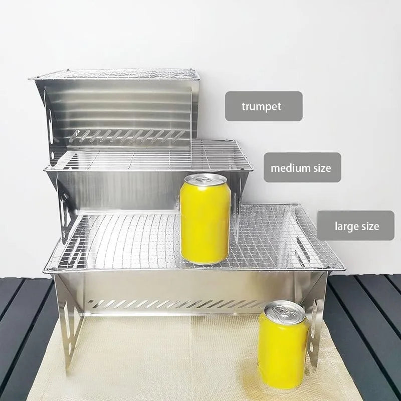 Outdoor Camping Charcoal Barbecue Grill For Party Beach Picnic Bbq Stove , Portable Stainless Steel Bbq Charcoal Grill