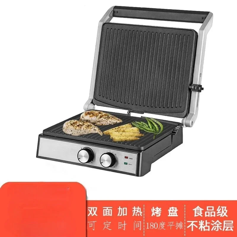 220V UK Multifunctional Steak Maker Panini Press Sandwich Grill Commercial Breakfast Burger Machine for Home Use EL