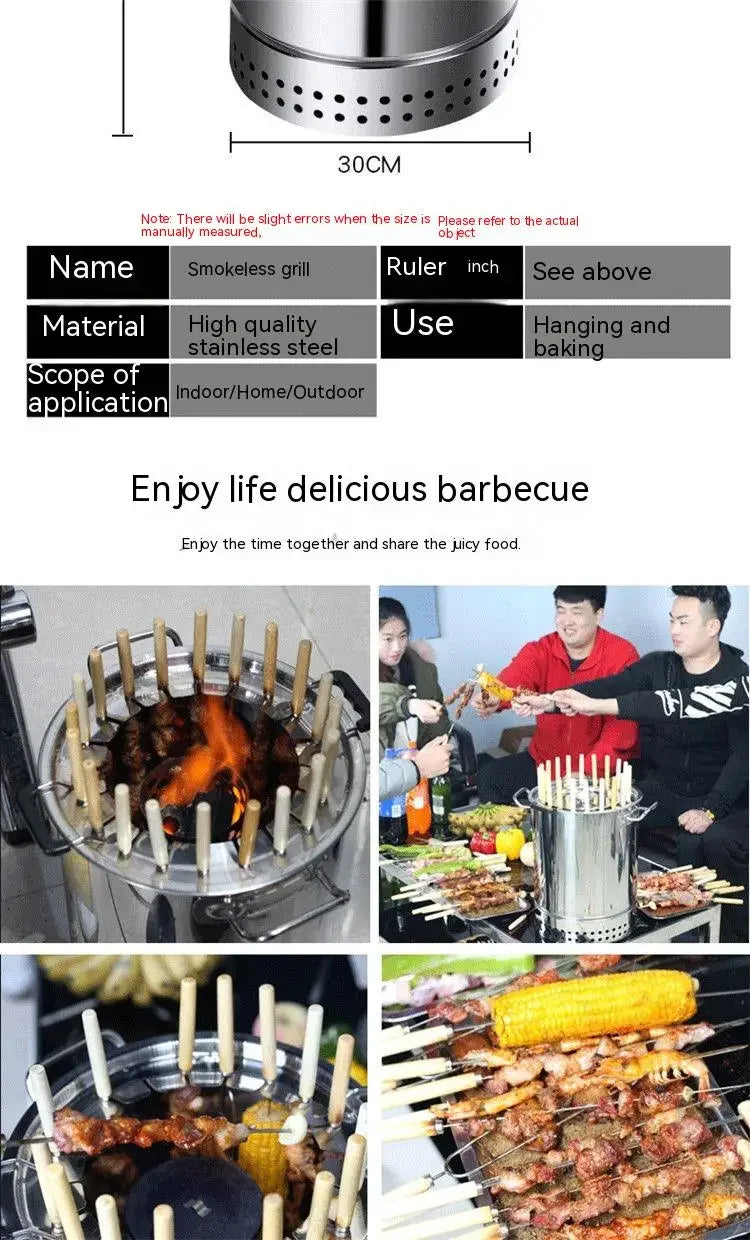 Smokeless Barbecue oven Household Charcoal indoor Barbecue Artifact Outdoor Stainless steel Barbecue oven Roast chicken oven Han