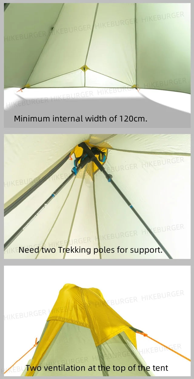 Knot Maya 1P Pyramid Tent Outdoor Ultralight No Pole Tent Camping 20D Nylon Double Silicone Waterproof Hiking Backpack Tent
