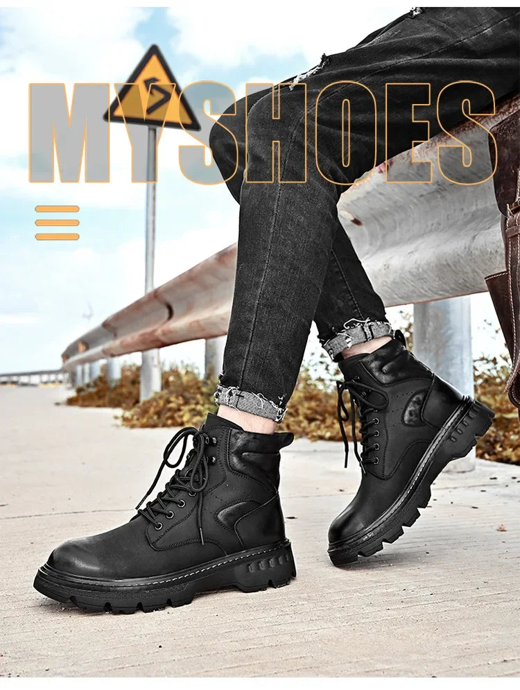 Motorcycle Boots Fashionable Motorcycle Boots Winter Cotton Boots Thick Soled Shock-absorbing Non Slip Casual Shoes