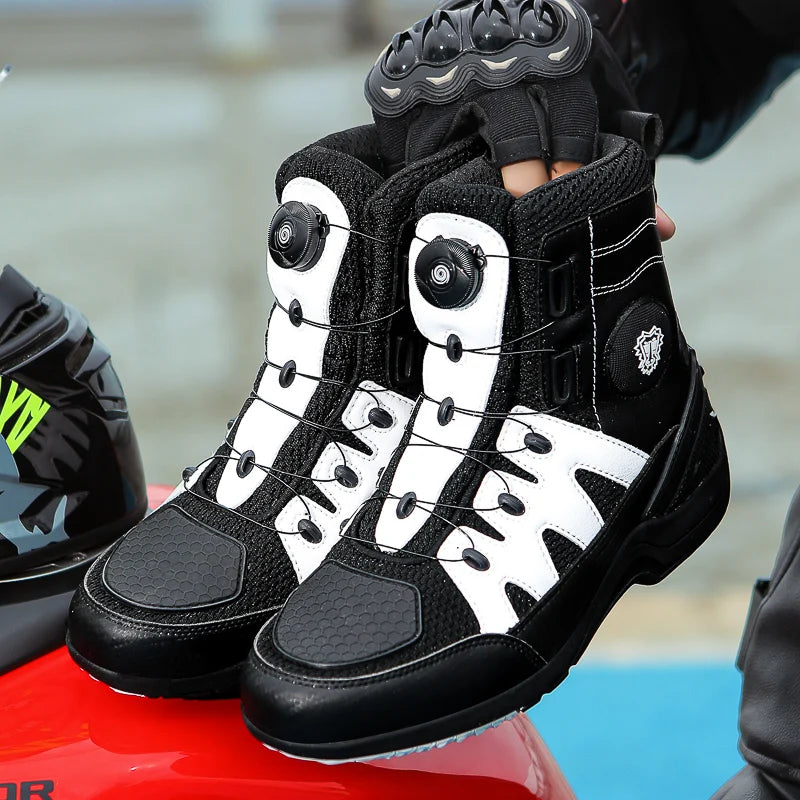 Motorcycle Shoes Riding Men Boots Motorcycle Casual Shoes Microfiber Waterproof Anti-slip Outdoors Travel Equipment Sneakers