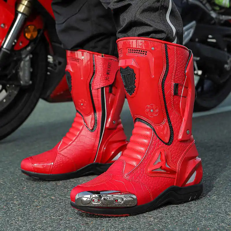 36-47 Leather Motorcycle Boots Men Anti-slip Motorcyclist Shoes Adventure Touring Motocross Bike Boots Motorcycle Accessories