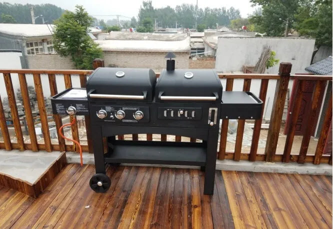Outdoor Barbecue grill Charcoal Gas Comb BBQ Grill American family party  Machine courtyard gas and carbon dual-use bbq