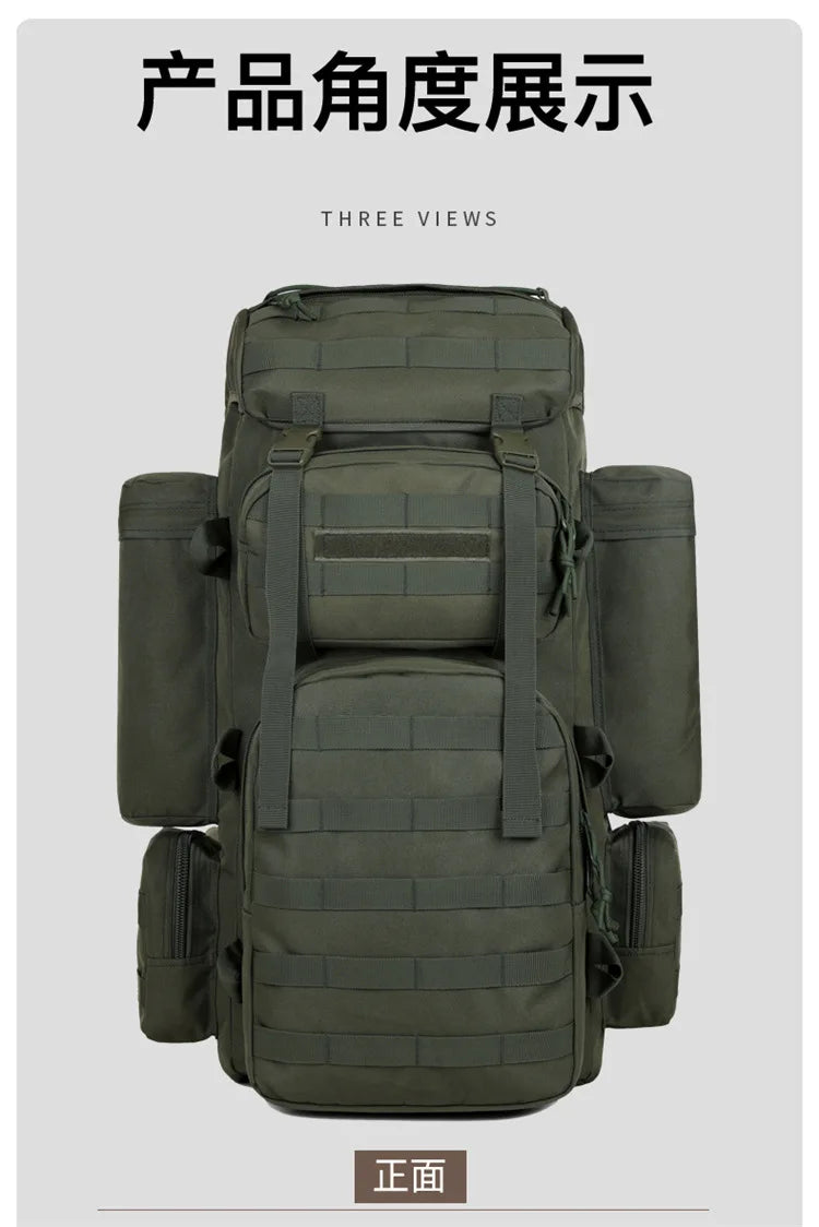 70L Large Capacity Tactical Backpack,Wear-Resistant Rainproof Oxford Cloth,Multifunctional Outdoor Camping Hiking Climb Bag,B437