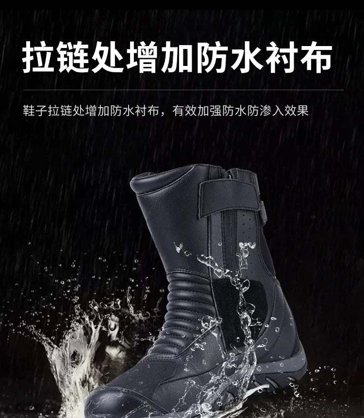 Motorcycle Short Boots Couple Shoes Leather Men Women Riding Racing Protective Breathable Anti-slip Soft Sole Motocross Off-road
