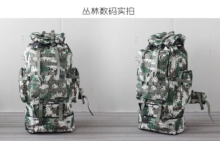 70-100L Outdoor Camping Travel Sports Backpack Military Camo Tactical Bag Large Capacity Waterproof Hiking Mountain Climbing Bag
