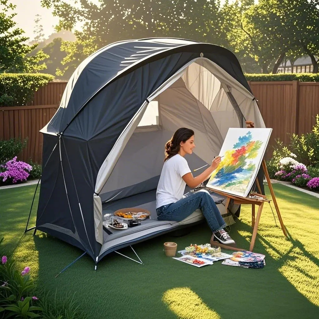 All-Season Camping Cot Tent 1-Person - Sturdy Cross-Braced Structure, for Fishing or Outdoor Activities,, Compact & Portable