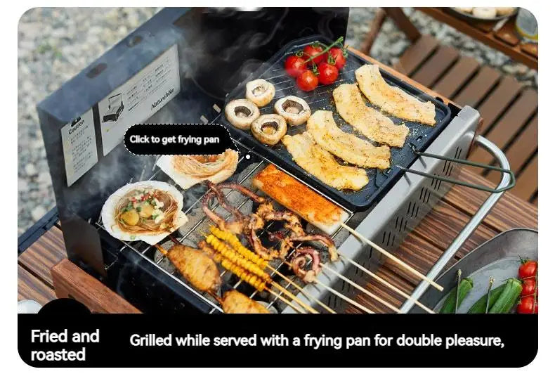 Naturehike Outdoor Portable Folding BBQ Grill Camping Enamel Charcoal Stove Ultralight Travel Picnic 4-8 Person Barbecue Stove