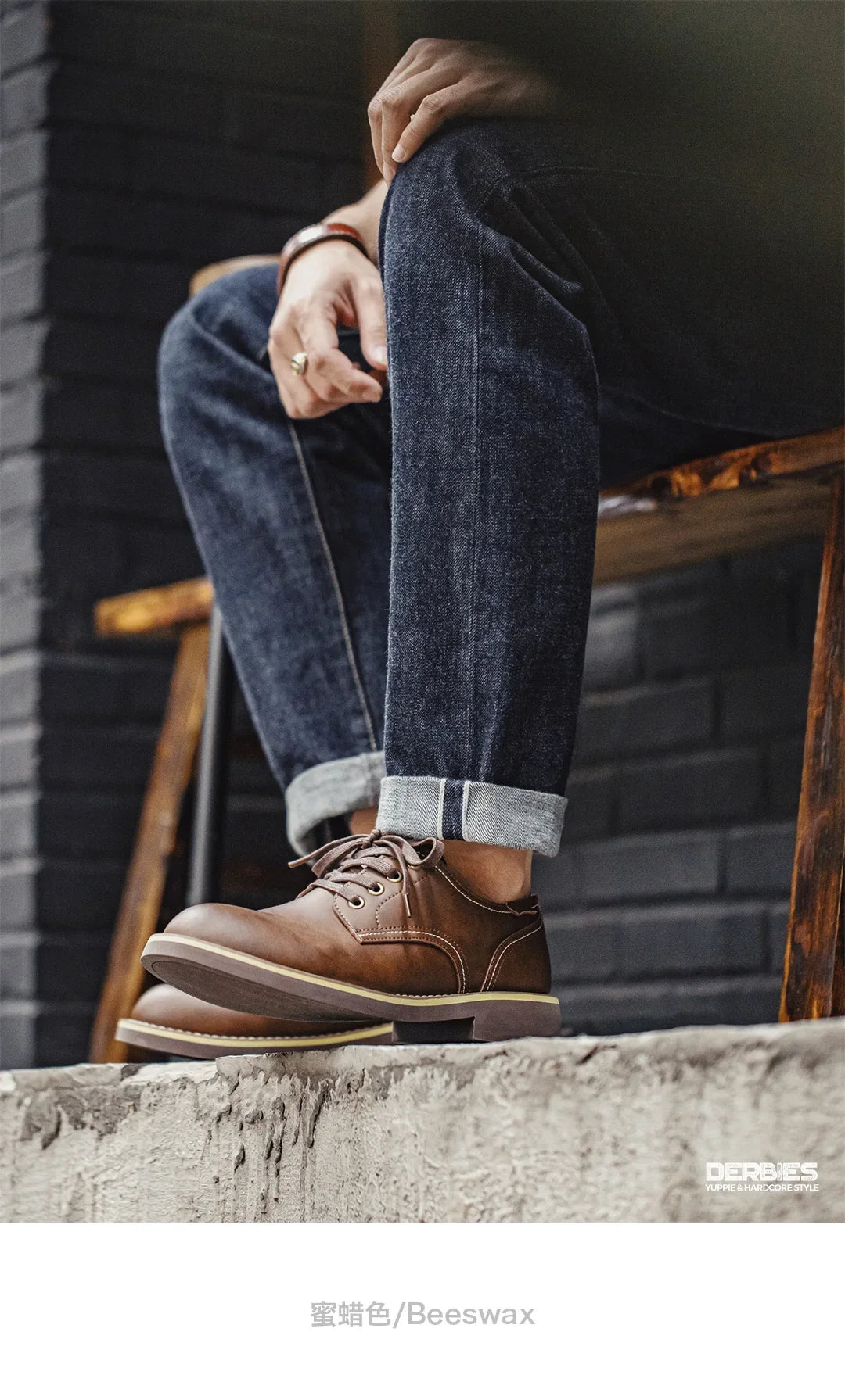 New Maden Men's Low-top Work Boots Round-toed Crazy Horse Leather Craft Shoes Casual Leather Shoes Vintage Streetwear Boots