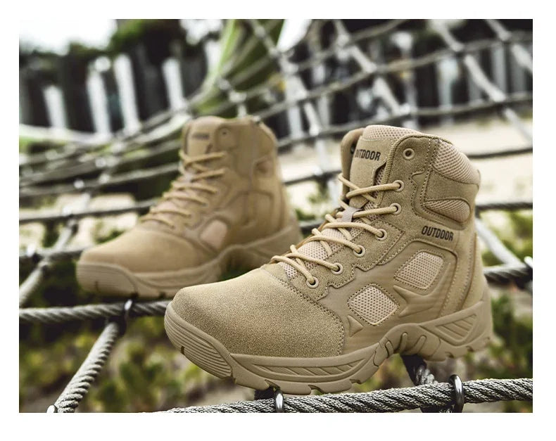 2024 New Tactical Mens Desert Combat Boots Work Safty Shoes Leather Boots Waterproof Ankle Boot Men's Hunting Shoes Size 47