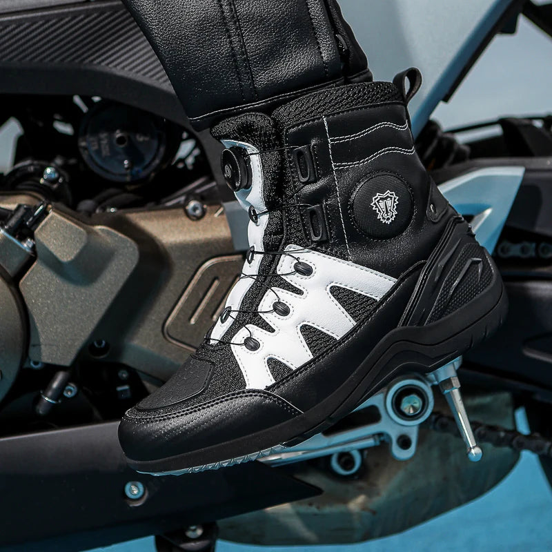 Motorcycle Shoes Riding Men Boots Motorcycle Casual Shoes Microfiber Waterproof Anti-slip Outdoors Travel Equipment Sneakers