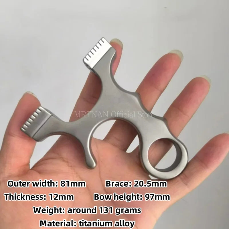 High Quality Hunting Shooting Titanium Alloy Slingshot with Flat Rubber Band Catapult Outdoor Sports Accessories