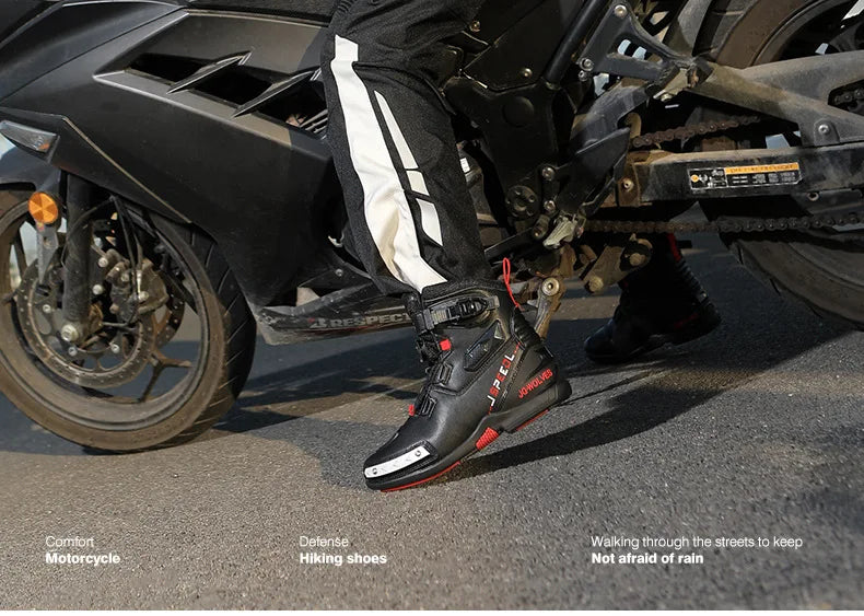 Motorcycle Boots Man Leather Motos Riders Protective Motocross Boots Waterproof Non-slip Motocross Mountain Racing Shoes