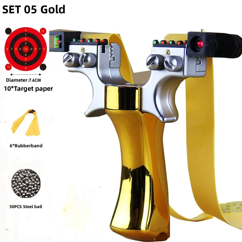 Powerful New Laser Slingshot Upgrade Outdoor Shooting Catapult Double Screw Quick Pressure Rubber Band Toy Hunting Tools Outdoor