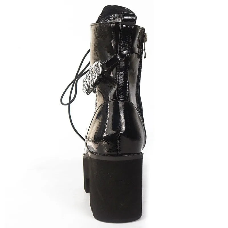 2023 Rome Women's Boots Mid Calf Concise Casual Boots Height Increasing Spring and Autumn Round Toe Party Dress Women Shoe 34-44