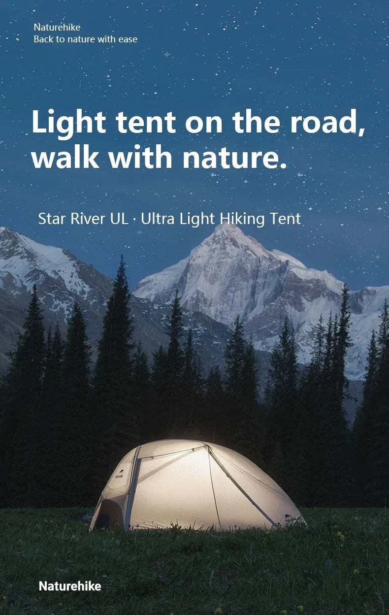 Naturehike Star River UL 2 Person Camping Tent Ultralight Waterproof 15D Double Layer 3 Seasons Outdoor Travel Hiking Tent