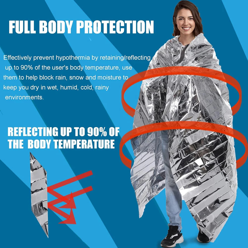 Survival Emergency Mylar Thermal Blanket Foil Space Blanket for NASA Body Warmer Outdoor First Aid Camping Gear Hiking Travel