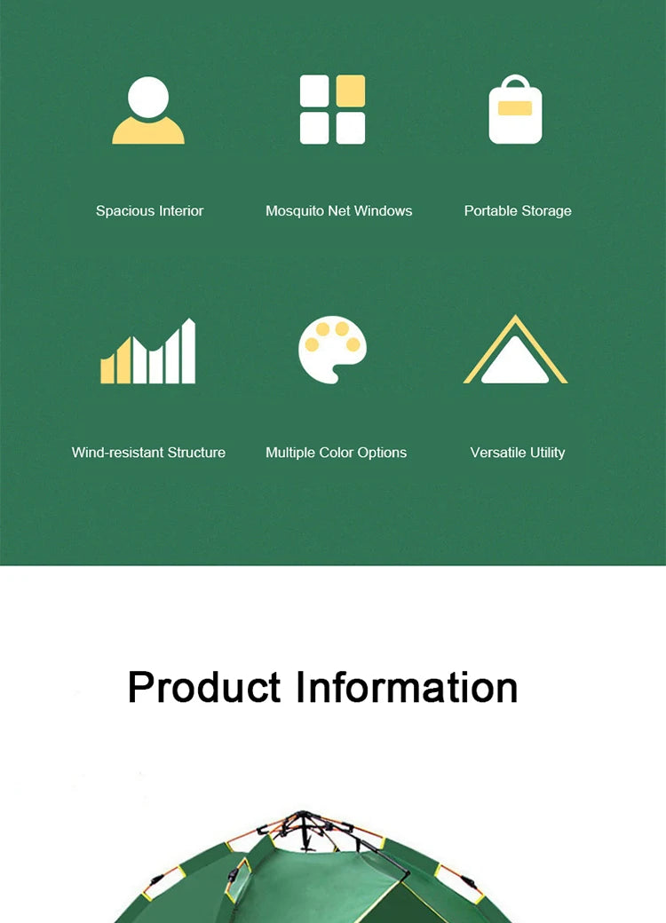 EMER Outdoor Camping Tent Automatic One-touch Tent Waterproof Picnic Tourist House for Travel Hiking Fishing Camping Supplies