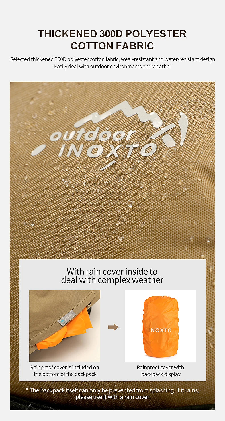 Internal frame waterproof hiking camping backpack with rain cover, large lightweight travel day backpack for climbing