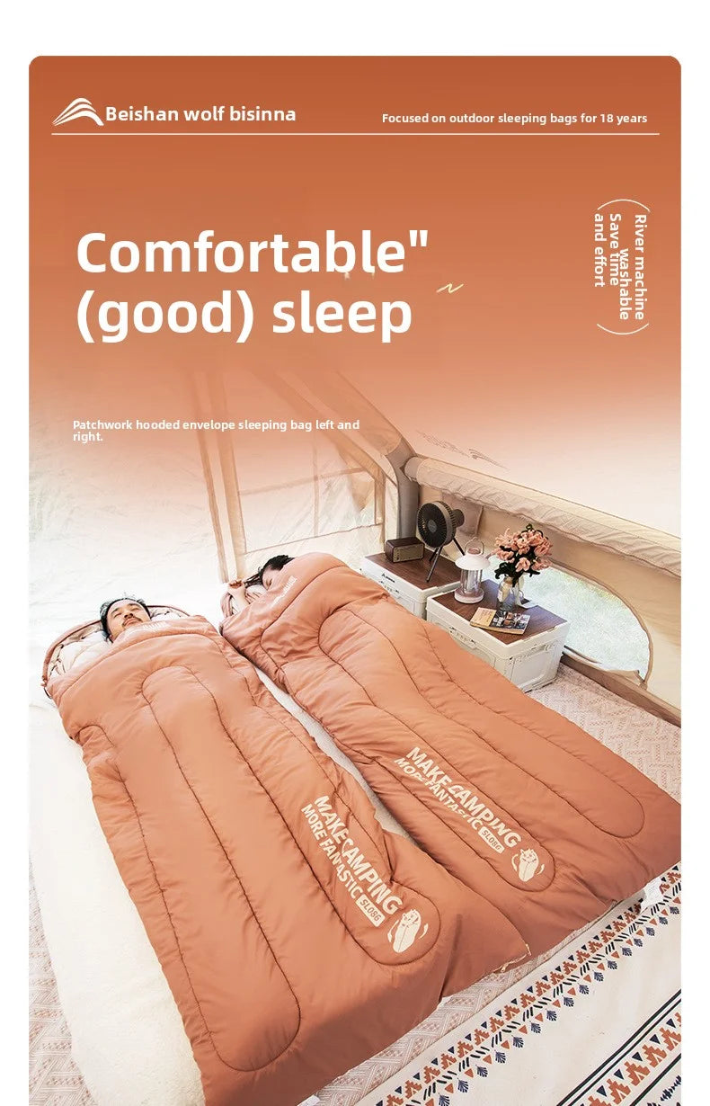 Sleeping bag for all seasons, suitable for adults, outdoor camping, overnight use, car use, and siesta, dual-purpose with warm
