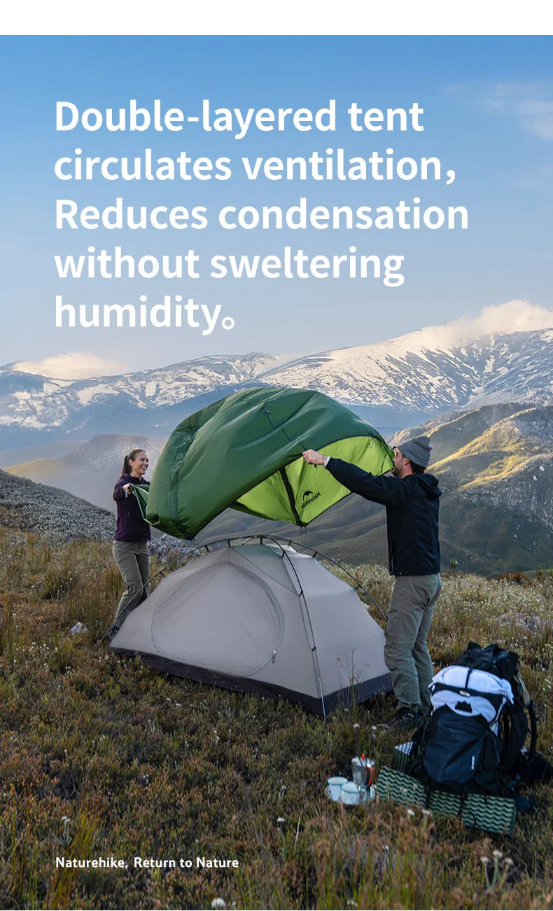 Naturehike Cloud River Pro Outdoor Camping Tent Ultralight 2 Person 20D Silicone Fabric Double-layer Waterproof Hiking Tents