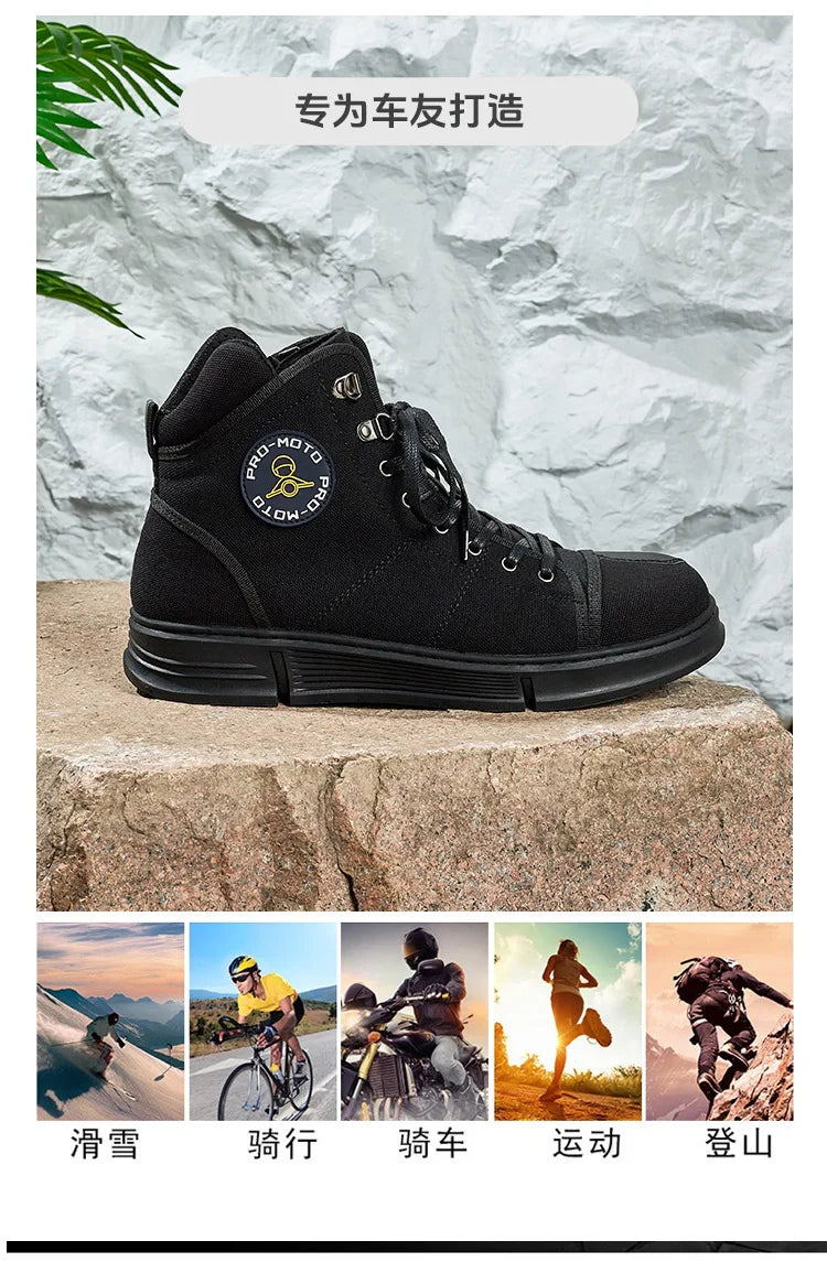 Motorcycle Shoes Men Water Proof Riding Boots Casual Flat Shoes Anti-collision Protection for Outdoor Cycling Sports Sneakers