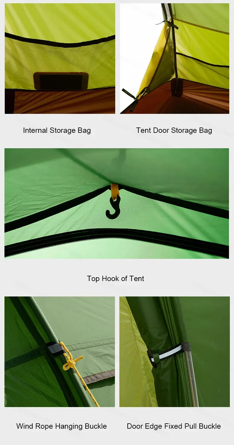 Naturehike-Ultralight Opalus Tunnel Double Tent, Outdoor Camping, Hiking, 2, 3, 4 Persons